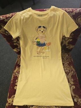 Polo by Ralph Lauren Girls' Yellow Polo Bear Graphic T-Shirt Dress